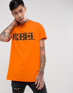 Ярко-оранжевая футболка с принтом Rebel New Look - Оранжевый