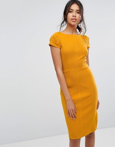 Облегающее платье в рубчик с короткими рукавами Closet London - Желтый