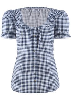Блузка в традиционном стиле Октоберфеста с вырезом-кармен (полуночная синь/белый в клетку) Bonprix