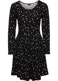 Трикотажное платье (черный/белый в горошек) Bonprix