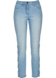 Стрейчевые джинсы с декоративной отделкой, длина 7/8 (голубой) Bonprix