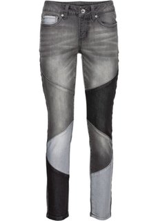 Джинсы Skinny с треугольными вставками (серый деним) Bonprix