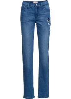 Классические стрейчевые джинсы с вышивкой, cредний рост (N) (синий) Bonprix