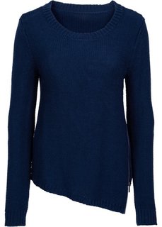 Вязаный пуловер с вырезом на молнии (темно-синий) Bonprix