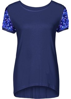 Футболка с пайетками (темно-синий) Bonprix