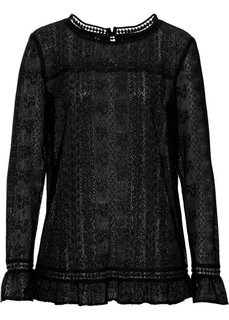 Кружевная блузка (черный) Bonprix