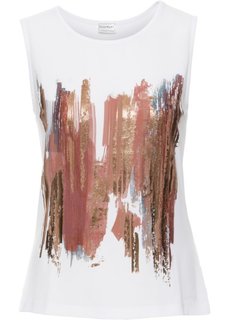 Трикотажный топ из разных материалов (белый с рисунком) Bonprix