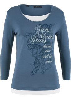 Футболка 2 в 1, рукав 3/4 (индиго) Bonprix