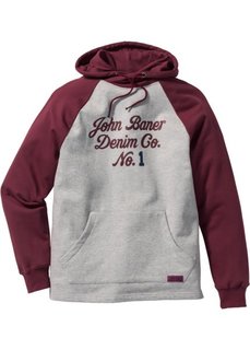 Свитшот Regular Fit с капюшоном (бордовый/серый меланж) Bonprix