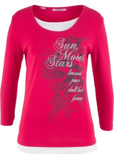 Футболка 2 в 1, рукав 3/4 (красный гранат) Bonprix