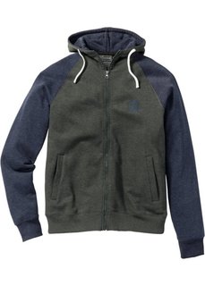 Трикотажная куртка Slim Fit (оливковый/темно-синий меланж) Bonprix