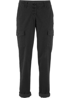 Эластичные брюки-карго (черный) Bonprix