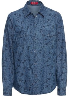 Джинсовая блузка с принтом (синий с рисунком) Bonprix