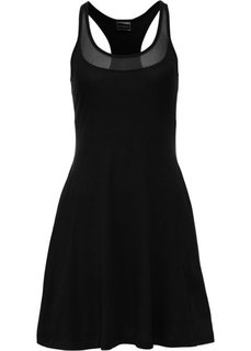 Платье со вставкой в сеточку (черный) Bonprix