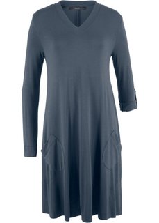 Трикотажное платье с отворотами на рукавах (ночная синь) Bonprix