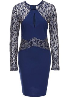 Платье с блестящими кружевными вставками (ночная синь) Bonprix
