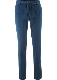 Стрейчевые брюки с текстильным поясом (темно-синий) Bonprix