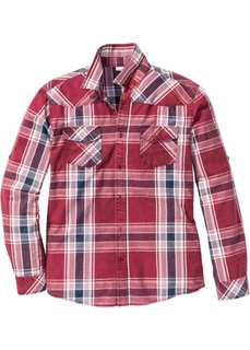 Клетчатая рубашка Slim Fit (темно-синий/бордовый в клетку) Bonprix