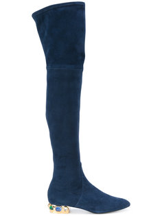 embellished heel tall boots Casadei
