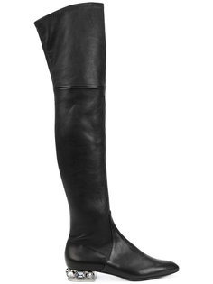 embellished heel over-the-knee boots Casadei