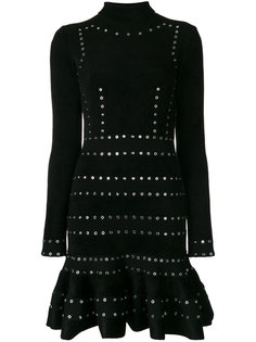 платье мини с отворотом и люверсами  Alexander McQueen
