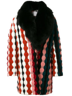 fur collar embroidered coat Giada Benincasa