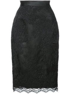 lace fitted mid skirt Marchesa
