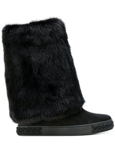 mink fur-trimmed Chaucer boots Casadei
