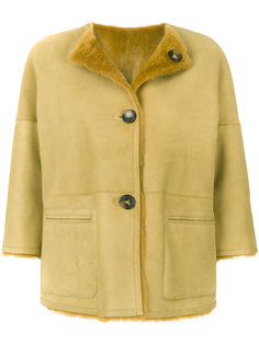 furry interior button up coat Desa 1972