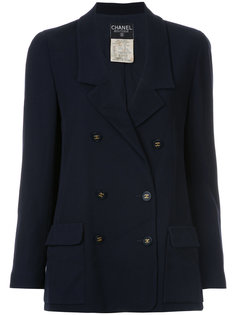logo button double-breasted jacket Chanel Vintage