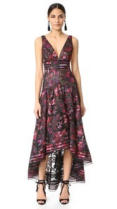 Marchesa Notte Floral A Line Gown