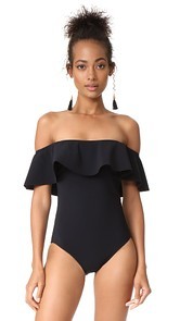 Karla Colletto Off Shoulder Flounce Swimsuit