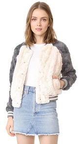 BB Dakota Aisen Faux Fur Color Blocked Bomber