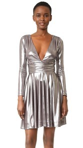 Halston Heritage Draped Metallic Dress