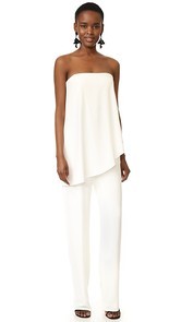 Halston Heritage Strapless Asymmetrical Overlay Jumpsuit