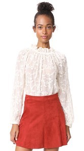 Rebecca Taylor Long Sleeve Ellie Embroidered Top