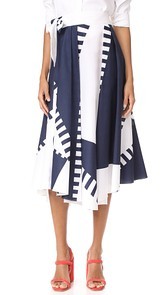 Milly Spinnaker Print Peyton Midi Skirt