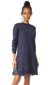 Clu Clu Too Polka Dot Ruffled Sweatshirt Dress