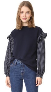 Clu Clu Too Polka Dot Sleeve Sweatshirt