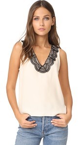 Jenni Kayne Short Sleeve Lace V Neck Top