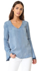 Scotch &amp; Soda/Maison Scotch Bell Sleeve Chambray Blouse