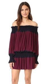 Norma Kamali Spliced Peasant Dress