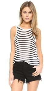 T by Alexander Wang Stripe Rayon Linen Tank