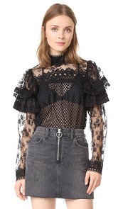 Anna Sui Bold Shoulder Lace Blouse