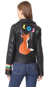 Mira Mikati Fox Leather Jacket