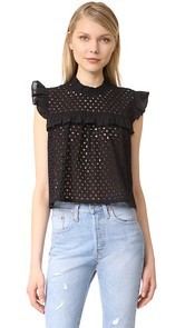 ANINE BING Eyelet Top