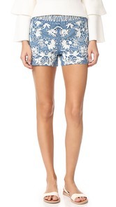 alice + olivia Marisa Embroidered Back Zip Shorts