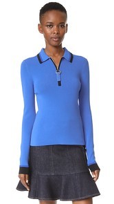 Grey Jason Wu Long Sleeve Polo Sweater