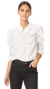 Isa Arfen Gathered Puff Sleeve Shirt