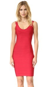 Herve Leger Signature Essentials Scoop Neck Dress
